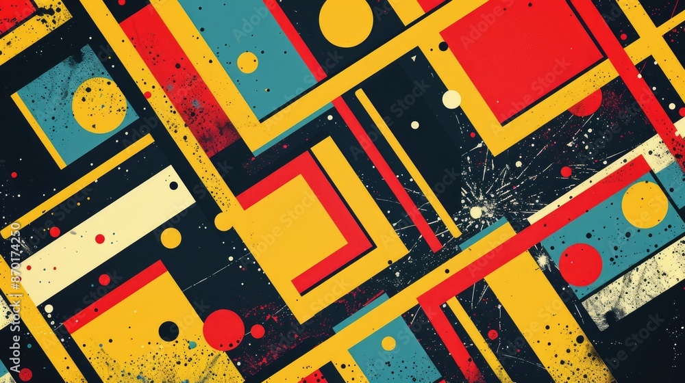 Aufkleber abstract geometric pattern with splashes of color