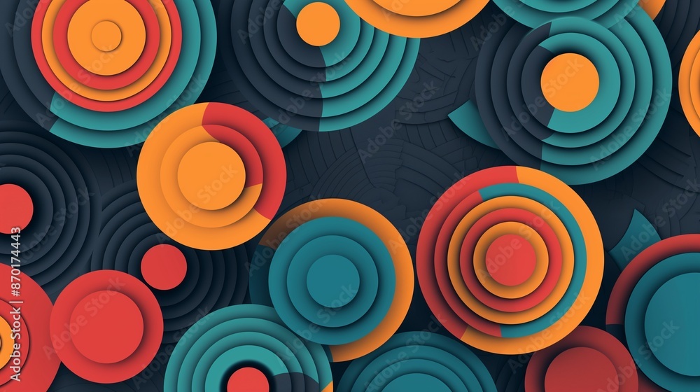 Poster a multicolored abstract art piece on a black background forms a seamless pattern.