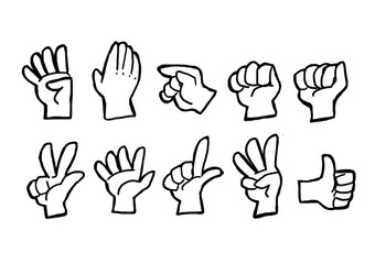 手描きのハンドサインのイラストセット
