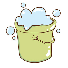Illustration of Bucket with water cartoon doodle