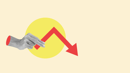 The human hand holds a decreased arrow