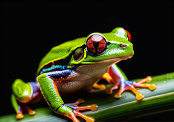 red-eye tree frog Agalychnis callidryas. Generative AI.	