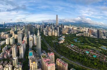 Aerial view of Skyline in Shenzhen city in China