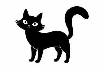 black and white cat silhouette, cat vector illustration, cats silhouette, animal silhouette isolated vector Illustration, png, cat icon