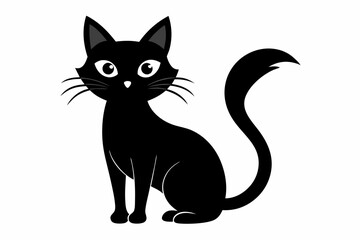 black and white cat silhouette, cat vector illustration, cats silhouette, animal silhouette isolated vector Illustration, png, cat icon