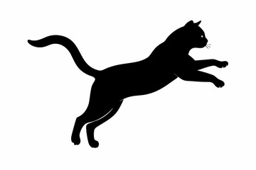 black and white cat silhouette, cat vector illustration, cats silhouette, animal silhouette isolated vector Illustration, png, cat icon