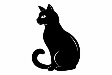 black and white cat silhouette, cat vector illustration, cats silhouette, animal silhouette isolated vector Illustration, png, cat icon
