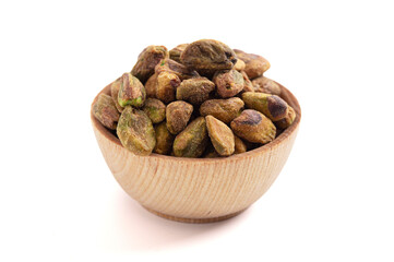 Shelled Roasted and Salted Pistachios Isolated on a White Background