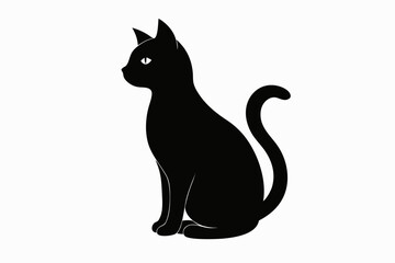black and white cat silhouette, cat vector illustration, cats silhouette, animal silhouette isolated vector Illustration, png, cat icon