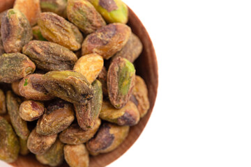 Shelled Roasted and Salted Pistachios Isolated on a White Background