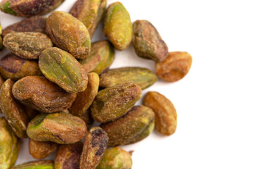 Shelled Roasted and Salted Pistachios Isolated on a White Background