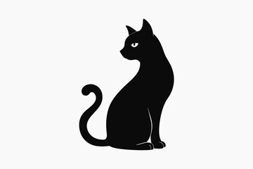black and white cat silhouette, cat vector illustration, cats silhouette, animal silhouette isolated vector Illustration, png, cat icon