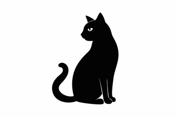 black and white cat silhouette, cat vector illustration, cats silhouette, animal silhouette isolated vector Illustration, png, cat icon