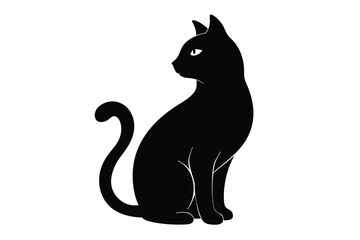 black and white cat silhouette, cat vector illustration, cats silhouette, animal silhouette isolated vector Illustration, png, cat icon