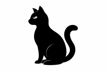 black and white cat silhouette, cat vector illustration, cats silhouette, animal silhouette isolated vector Illustration, png, cat icon