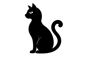 black and white cat silhouette, cat vector illustration, cats silhouette, animal silhouette isolated vector Illustration, png, cat icon