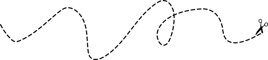 Scissors with cut line mark and symbol for cropping