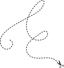 Scissors with cut line mark and symbol for cropping