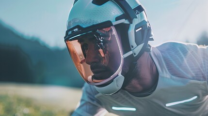 Wearable tech monitoring athlete performance on the field.