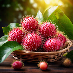 rambutan in basket