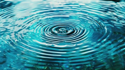 Closeup view of water ripples creating concentric circles with calming turquoise tones, inspiring tranquility AIG62