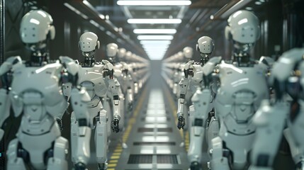 Fototapeta premium Advanced robotics in a manufacturing facility.