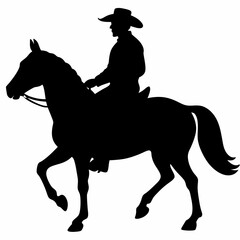 black and white cowboy silhouette, cowboy vector illustration, cowboy silhouette, horse silhouette isolated vector Illustration, png, cat icon	