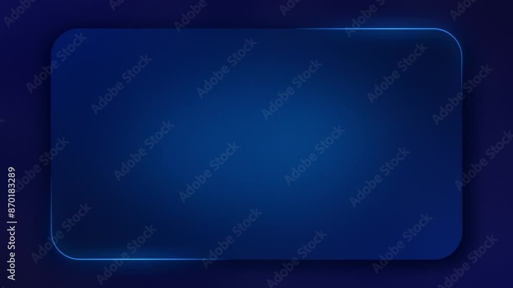 Poster looping animation of round edge blue gradient frame with a glowing and moving rim light
