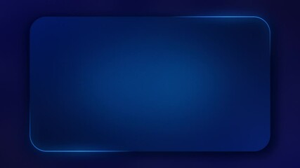 Looping animation of round edge blue gradient frame with a glowing and moving rim light