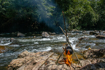 camp fire place at the campsite, 