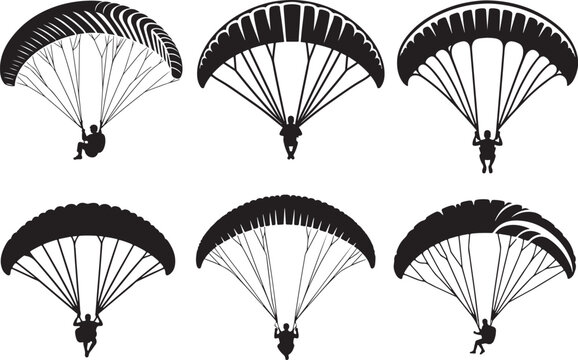 Paraglider Silhouette Icon Vector illustration Bundle