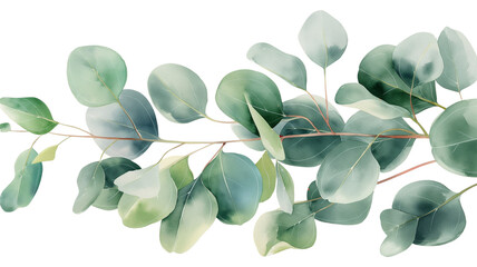 A watercolor painting of a green leafy plant with a white background