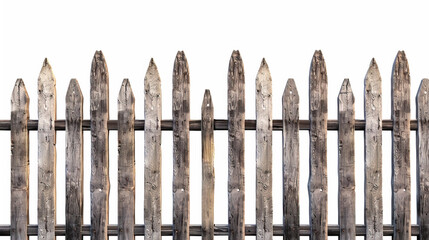 Classic Wooden Fence, vintage Design Isolated on White Background