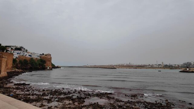 Rabat, Morocco rocky coast of Atlantic Ocean, Islamic, French-colonial heritage