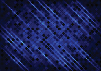 Digital abstract dark blue square neon pattern background