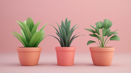 Obraz premium Small plant in a pot, minimalist 3d render