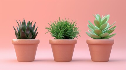 Fototapeta premium Small plant in a pot, minimalist 3d render
