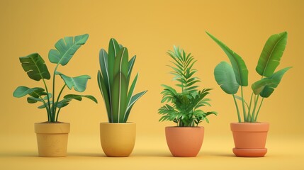 Fototapeta premium Small plant in a pot, minimalist 3d render