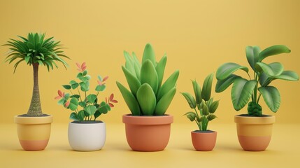 Obraz premium Small plant in a pot, minimalist 3d render