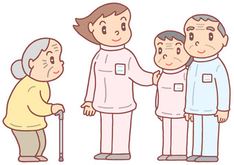 介護のイラスト - 介護現場のシニア活用・シニア人材・人手不足対策