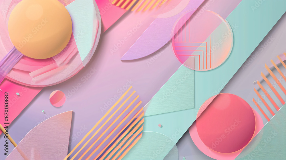 Poster abstract background with pastel colors and geometric shapes, creating an elegant and modern design f