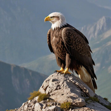 a eagle siting on mountion