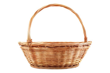 Empty wicker basket isolated on transparent background