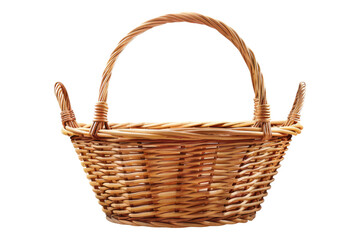 Obraz premium Empty wicker basket isolated on transparent background