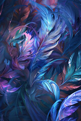 abstract blue  feather background art style