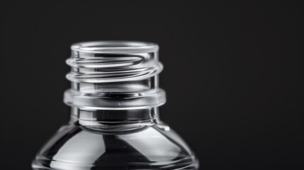 Close-up of an open plastic bottle cap attached to the bottle, detailed textures, focus on threads, clean and sharp image