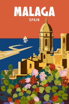 Malaga Spain travel poster