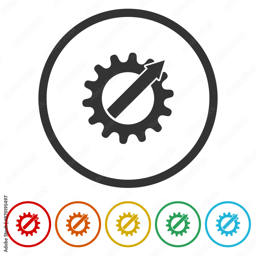 Poster productivity icon. set icons in color circle buttons