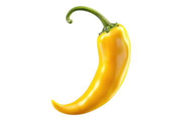 Hot yellow chili isolated on transparent background