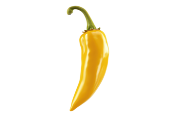 Hot yellow chili isolated on transparent background